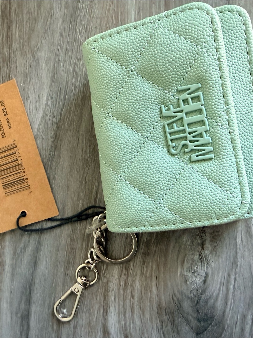 Steve Madden Frosty Green Foldover Card Case Tag